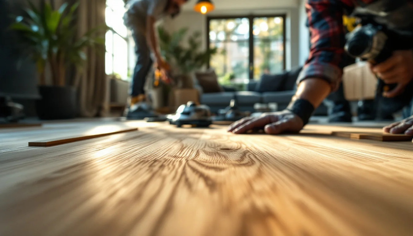 Best Hardwood Flooring Options In Edinburgh — A professional installer from SW Advanced Flooring fitting engineered hardwood b