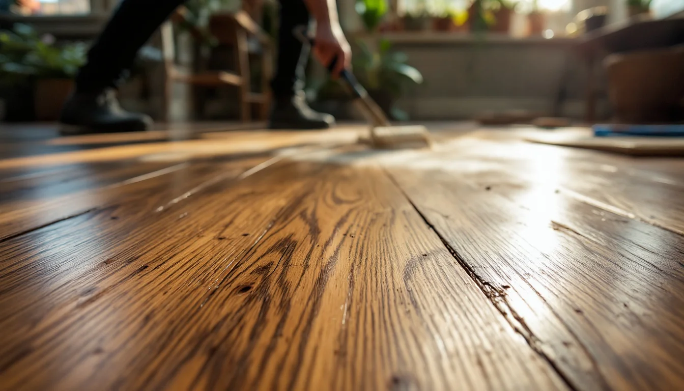 Hardwood Flooring Maintenance Tips And Tricks — A professional from SW Advanced Flooring refinishing a hardwood floor in an Edin