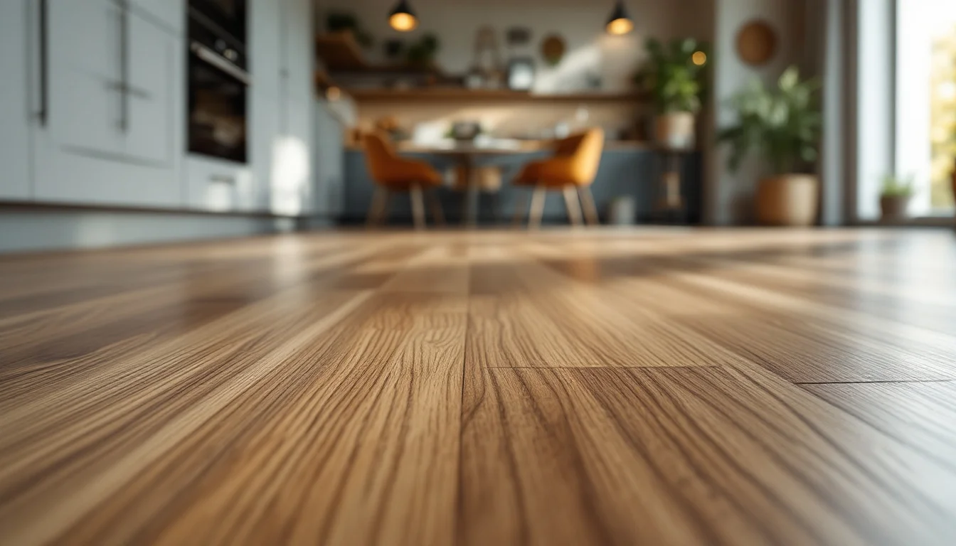 Laminate V Engineered Wood Flooring — A modern Edinburgh family enjoying their open-plan kitchen with engineered wood 